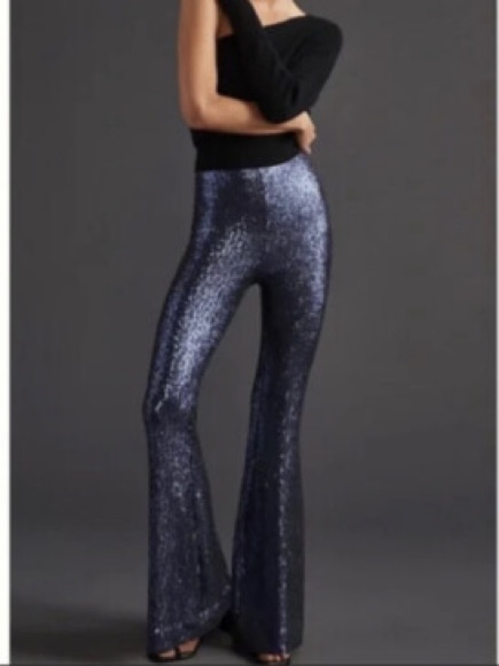 Anthropologie sequin flare pant size 4 navy Joni